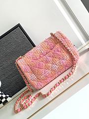 Chanel Mini-Sized Foldable Bag Tweed Gold Orange Pink 20cm - 2