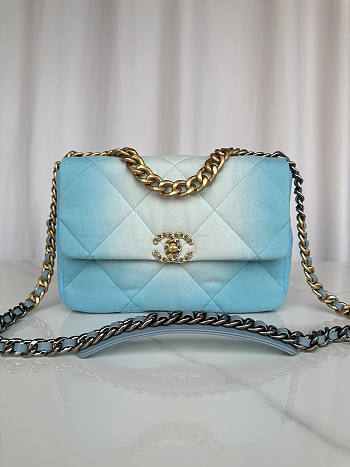 Chanel Large 19 Bag Denim Light Blue 30x20x10cm