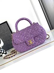 Chanel Small Bag With Handle Tweed Purple 20.5x11.5x5.5cm - 1