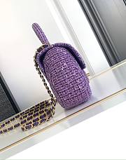 Chanel Small Bag With Handle Tweed Purple 20.5x11.5x5.5cm - 4