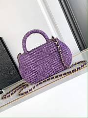 Chanel Small Bag With Handle Tweed Purple 20.5x11.5x5.5cm - 3