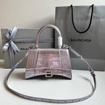 Balenciaga Hourglass Crocodile Light Purple Silver 23cm