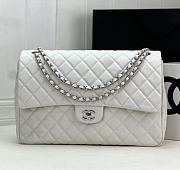 Chanel Large Flap Bag White Caviar Silver 38x27x12cm - 1