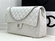 Chanel Large Flap Bag White Caviar Silver 38x27x12cm - 4