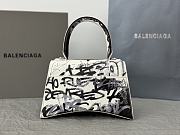 Balenciaga Hourglass Small Handbag White Graffiti Printed Bag 23x10x24cm - 5