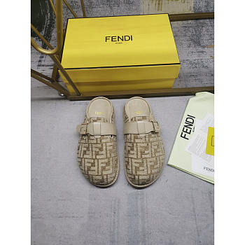 Fendi Feel Chenille Flats Pigeon Grey