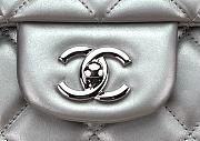 Chanel Large Flap Bag Silver Lambskin Silver Hardware 38x27x12cm - 5