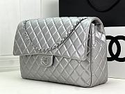 Chanel Large Flap Bag Silver Lambskin Silver Hardware 38x27x12cm - 4