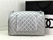 Chanel Large Flap Bag Silver Lambskin Silver Hardware 38x27x12cm - 3