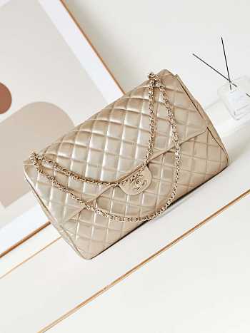 Chanel Large Flap Bag Gold Lambskin Gold Hardware 38x27x12cm