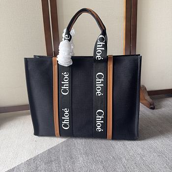 Chloe Large Woody Tote Bag Black 45x33x13cm