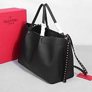 Valentino Garavani Rockstud Calfskin Tote Bag Black 41x25x18cm - 6