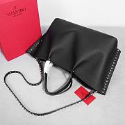 Valentino Garavani Rockstud Calfskin Tote Bag Black 41x25x18cm - 3