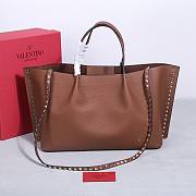 Valentino Garavani Rockstud Calfskin Tote Bag Brown 41x25x18cm - 5