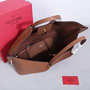 Valentino Garavani Rockstud Calfskin Tote Bag Brown 41x25x18cm - 4