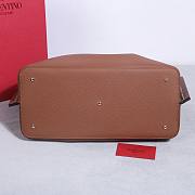 Valentino Garavani Rockstud Calfskin Tote Bag Brown 41x25x18cm - 3