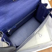 Hermes Kelly Bag Navy Blue Silver Ostrich Leather 28cm - 3