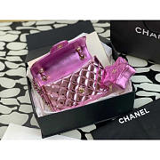 Chanel Mini Flap Bag Star Coin Purse Mirror Calfskin Light Purple 20x15x4cm - 6