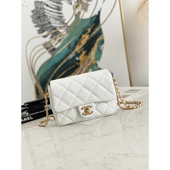 Chanel Mini Lambskin Flap Bag White 19.5x13.5x6cm