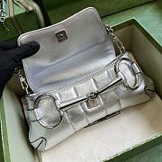 Gucci Horsebit Chain Small Shoulder Bag Silver 27x11.5x5cm - 3