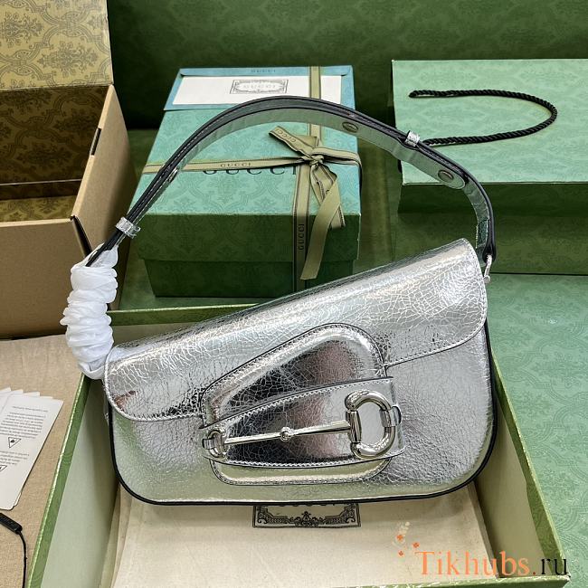 Gucci Horsebit Small 1955 Shoulder Bag Silver 26.5cm - 1