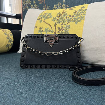 Valentino Rockstud Calfskin Clutch Black 23x13x7cm