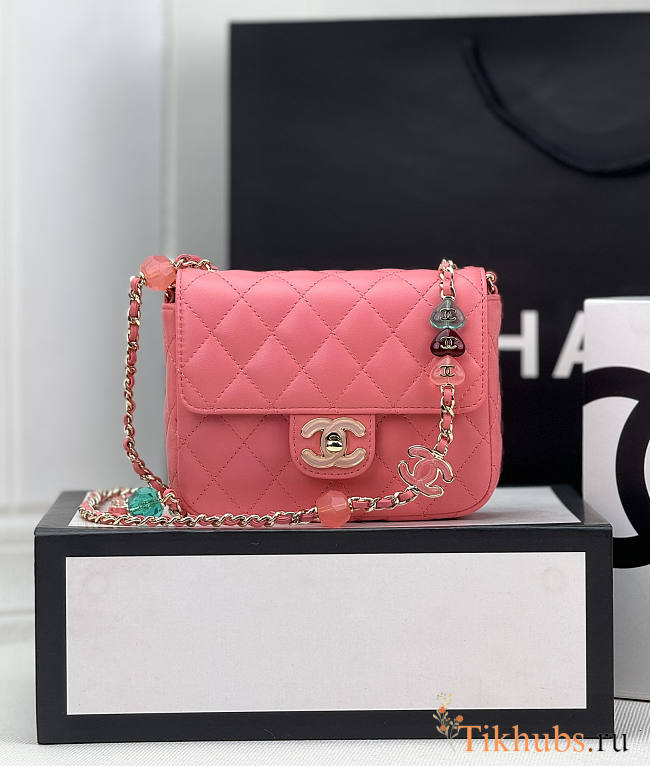 Chanel Flap Bag Pink 12.5x16x4.5cm - 1