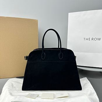 The Row Soft Margaux 17 Bag in Suede Black 43x24x30cm