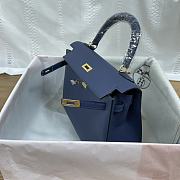 Hermes 25 Kelly Bag Navy Blue Gold Epsom 25cm - 5