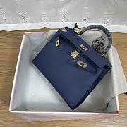 Hermes 25 Kelly Bag Navy Blue Gold Epsom 25cm - 4