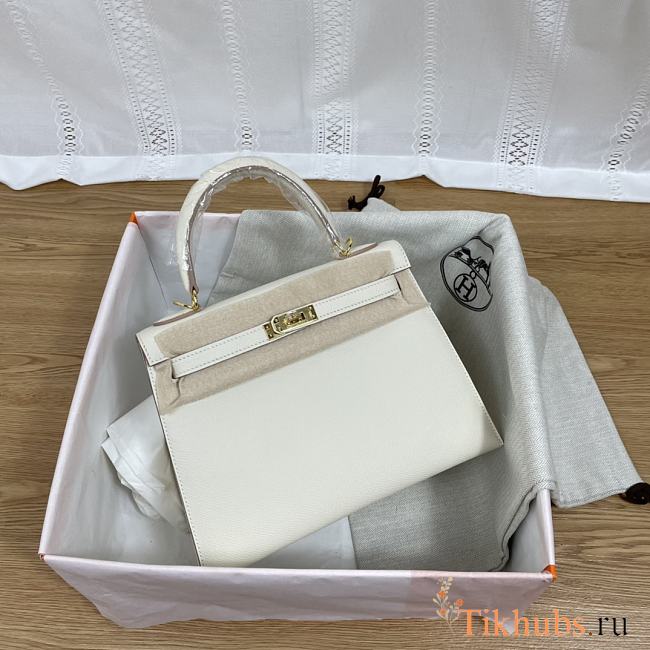 Hermes 25 Kelly Bag White Gold Epsom 25cm - 1