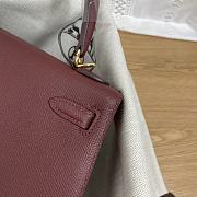 Hermes 25 Kelly Bag Red Wine Gold Epsom 25cm - 5