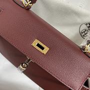 Hermes 25 Kelly Bag Red Wine Gold Epsom 25cm - 3