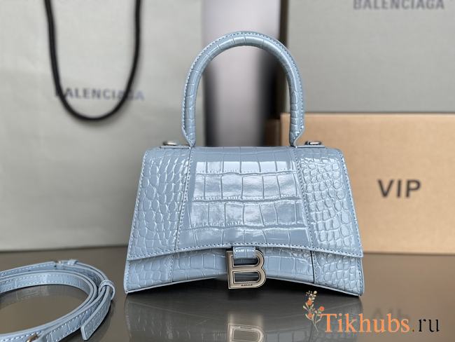 Balenciaga Hourglass Crocodile Blue 23cm - 1