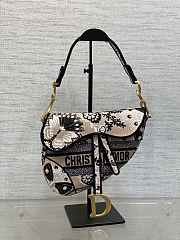 Dior Saddle Bag Beige Multicolor Butterfly Bandana 25.5 x 20 x 6.5 cm - 1