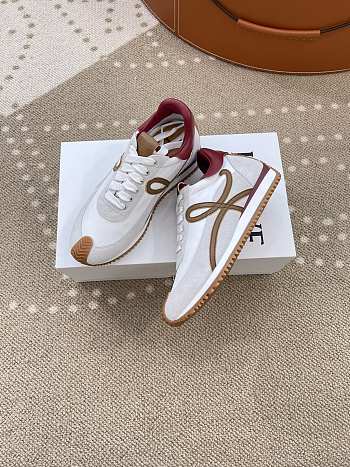 Loewe Flow Runner Suede White Raspberry Sneakers