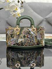 Dior Lady D-Joy Medium Bag Green Lily Beads 26cm - 2