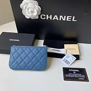 Chanel Caviar Quilted Small Cosmetic Case Blue 15x8.5cm - 5