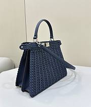 Fendi Peekaboo Iseeu Petite Midnight Blue Woven Leather 33x12x25cm - 3