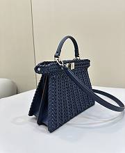 Fendi Peekaboo Iseeu Petite Midnight Blue Woven Leather 27x11x20cm - 3