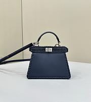 Fendi Peekaboo Iseeu Petite Midnight Blue Woven Leather 20x10.5x15cm - 4