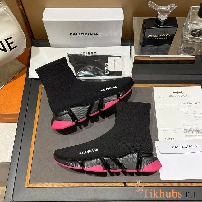 Balenciaga Speed 2.0 Lace-Up Sneaker Black Pink - 1