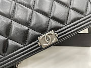 Chanel Boy Bag Wallet On Chain Black Silver Lambskin 19x12x3.5cm - 6