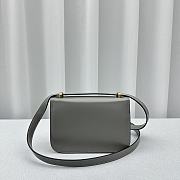 Miu Miu Logo Plaque Leather Shoulder Bag Grey 20x13.5x5.5cm - 4