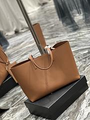 YSL Shopping Bag Supple Leather Brown 37x28x13cm - 5