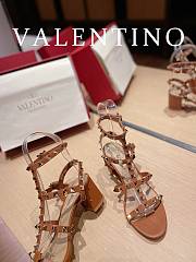 Valentino Garavani Rockstud Heeled Sandals Brown 6cm - 5