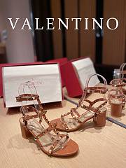 Valentino Garavani Rockstud Heeled Sandals Brown 6cm - 4