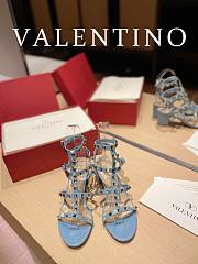 Valentino Garavani Rockstud Heeled Sandals Blue 6cm - 4