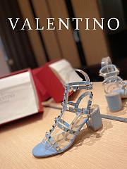 Valentino Garavani Rockstud Heeled Sandals Blue 6cm - 3