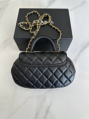 Chanel Flap Bag With Top Handle Black Gold 23.5x13.5x5.5cm - 6